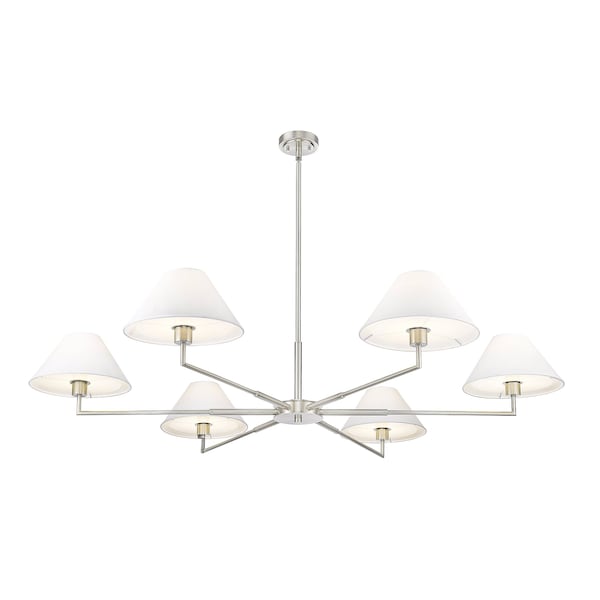 Z-Lite Leila Chandelier, 6-Light, 63 In.W x 10.75 In.H, Brushed